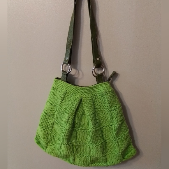 Crochet / Knitted Lime Green Shoulder bag - Picture 2 of 6